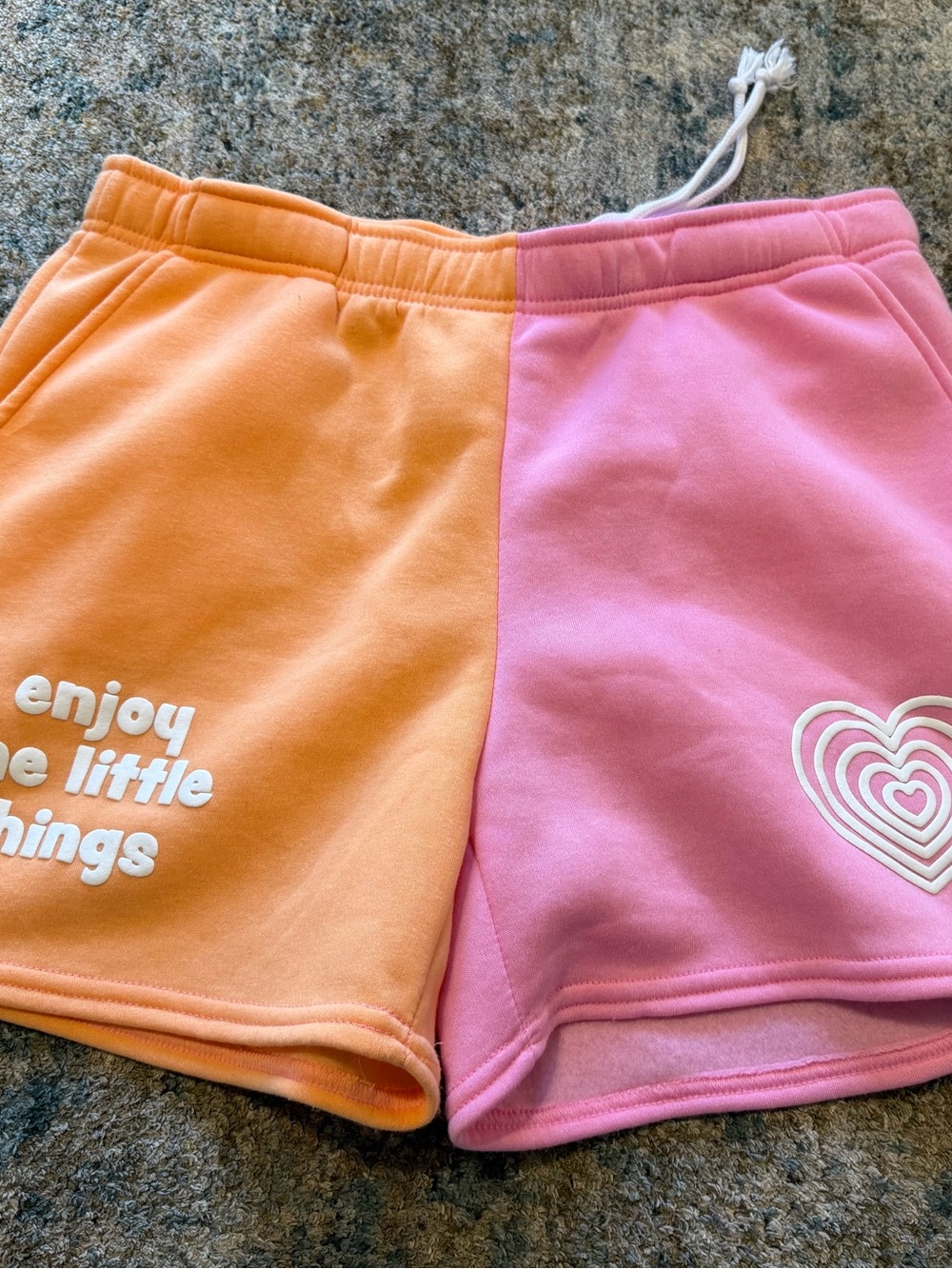 Colorblock Pink & Orange Women's Drawstring Shorts